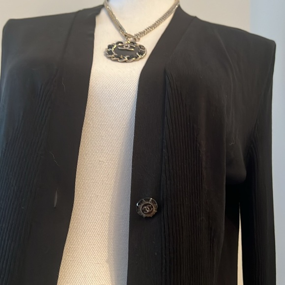 CHANEL Black DRESS COAT LONG JACKST SIZE 42 - Picture 3 of 7